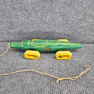 BRIO Wooden Pull Along Alligator Crocodile Toy Made in Sweden Vintage